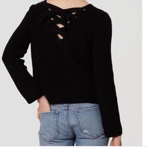 Loft black tie back sweater